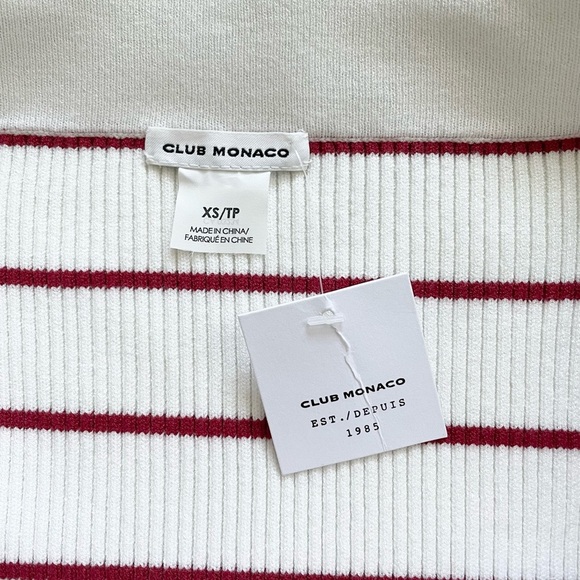 club Monaco white and red striped off shoulder sweater knit top xs - Picture 6 of 7